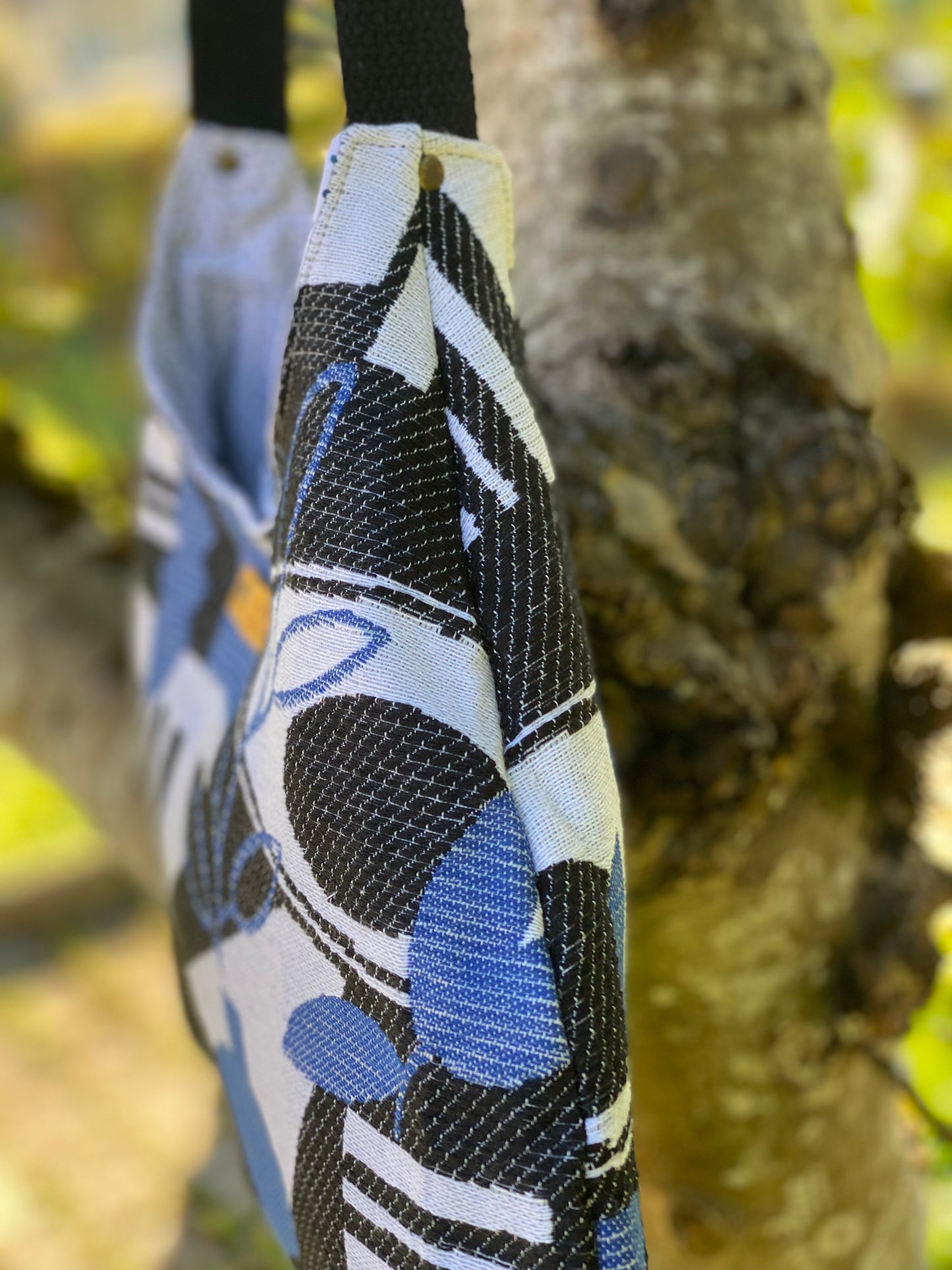 MOON sac jacquard noir et denim