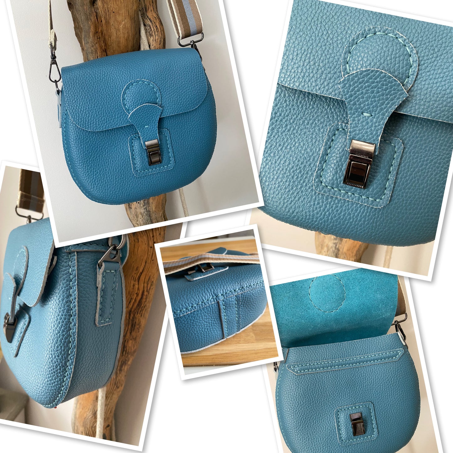 RONDO cuir grainé bleu