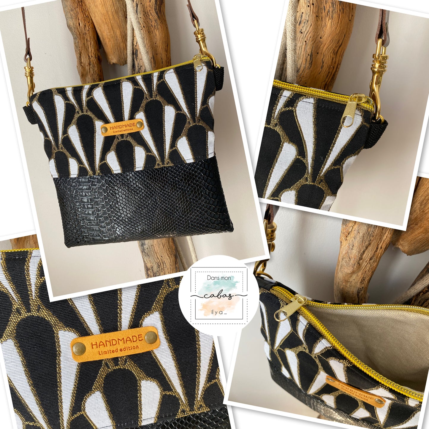 ART DÉCO sac bandoulière sangle cuir