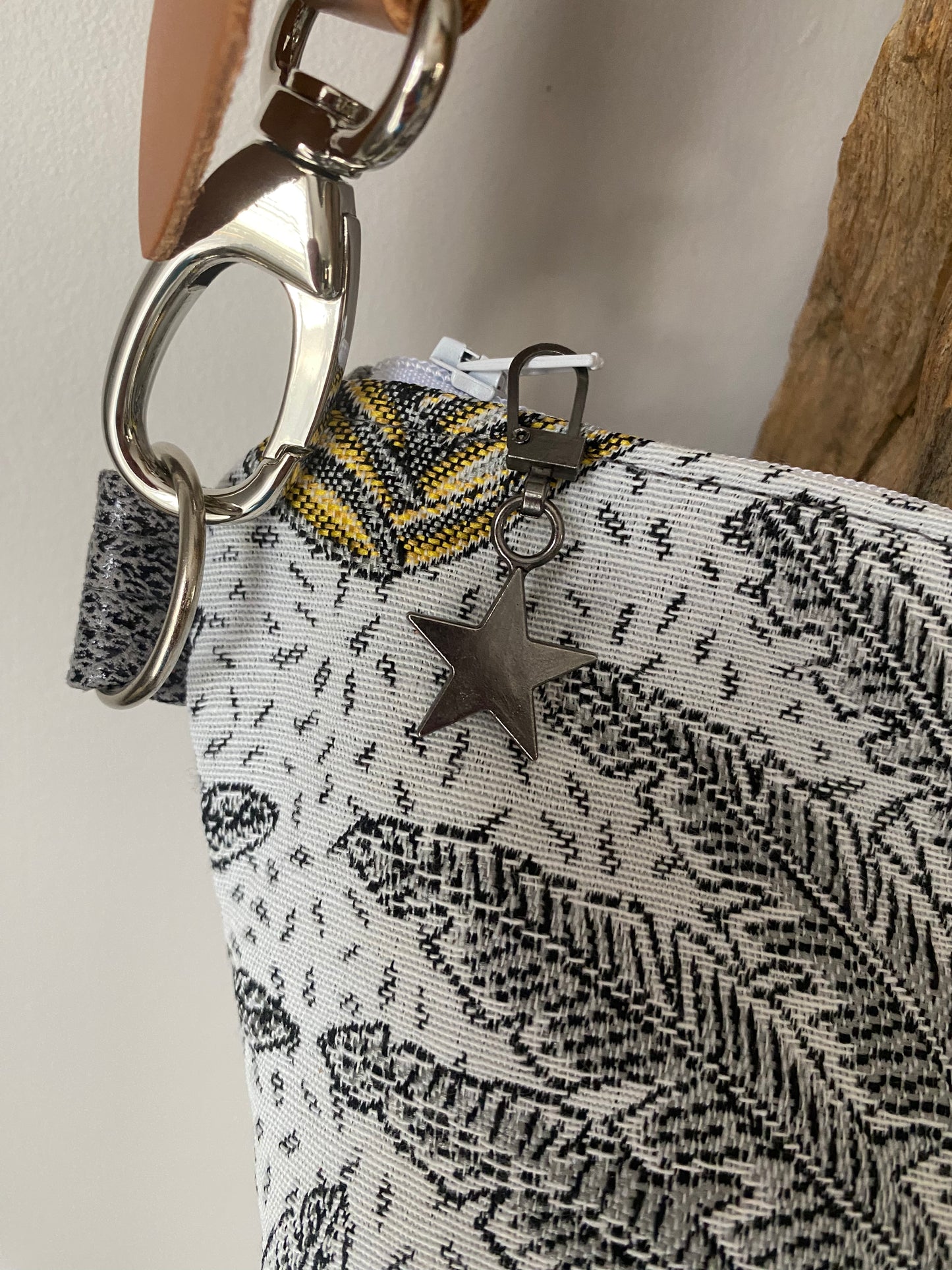 PALM : sac bandoulière, sangle cuir camel
