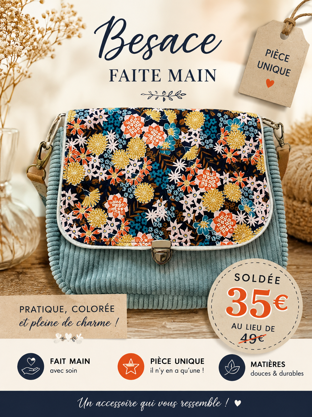 BESACE velours et jacquard