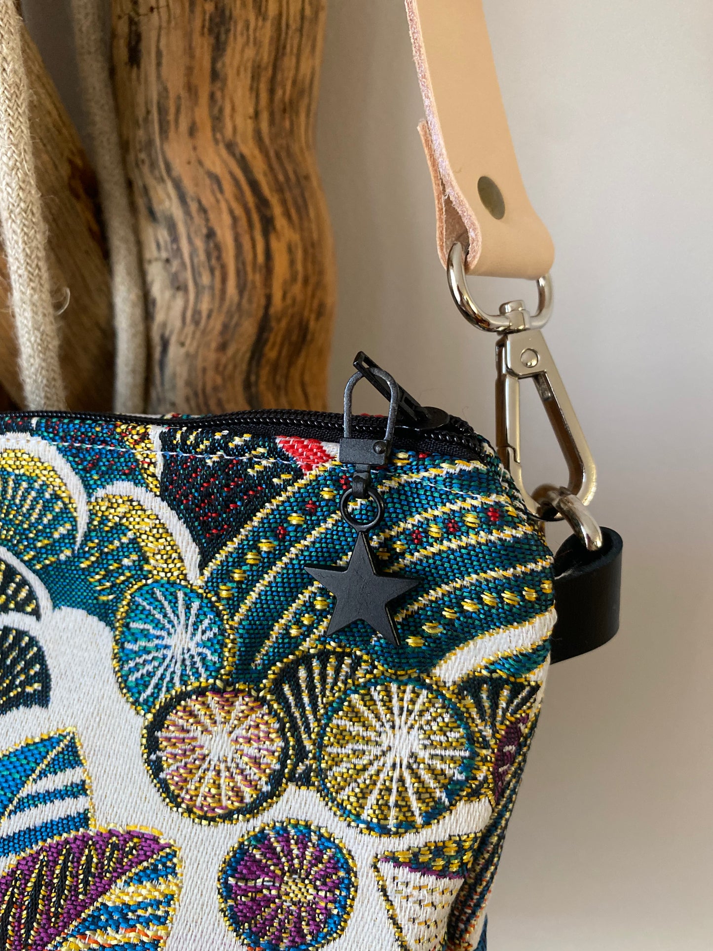 CLEOPATRE sac bandoulière jacquard et velours