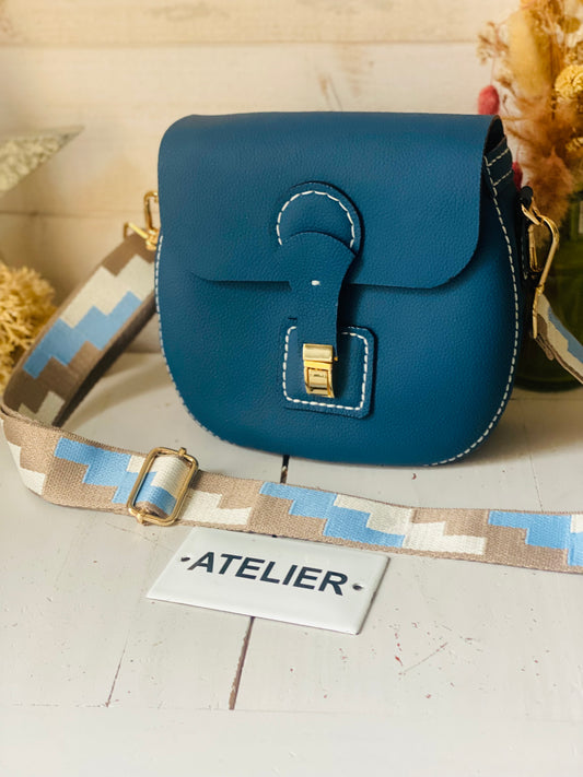 RONDO sac cuir bleu paon 🦚
