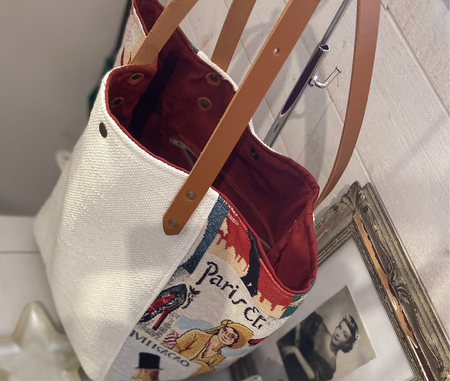 JAZZ sac cabas anses cuir façon ceinture