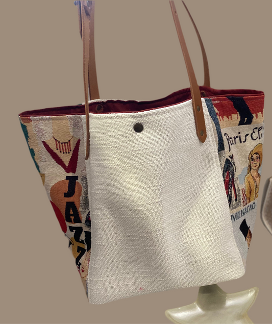 JAZZ sac cabas anses cuir façon ceinture