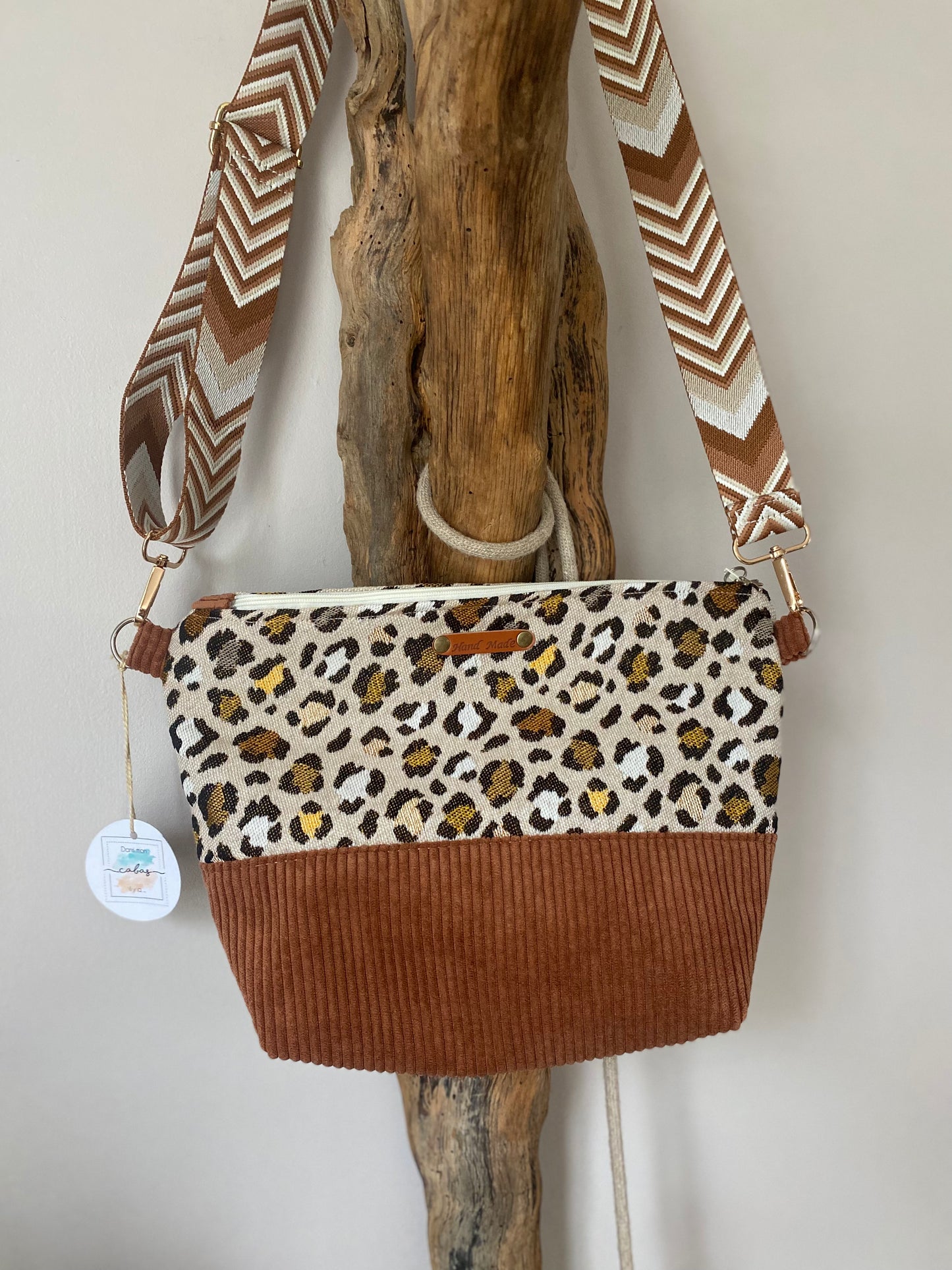 LÉO sac bandoulière velours/jacquard