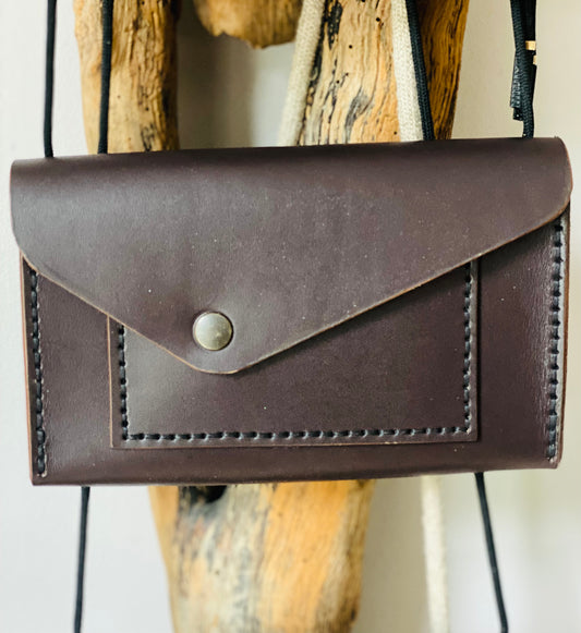 Pochette cuir marron