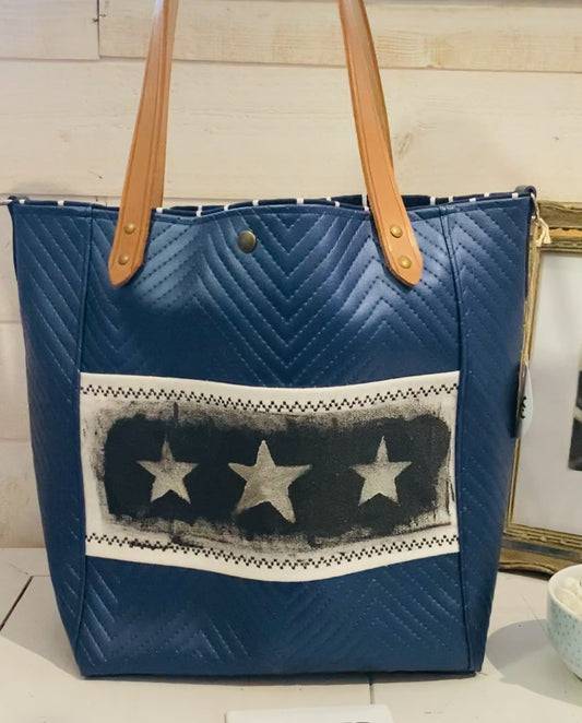 SAC CABAS simili matelassé anses cuir