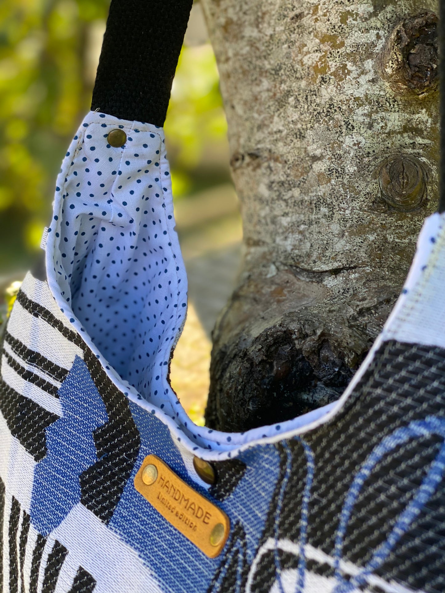 MOON sac jacquard noir et denim