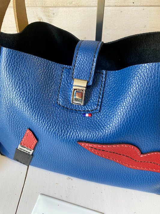 LIPSTICK sac cuir grainé porté main