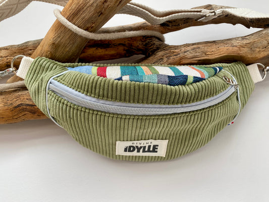 DIVINE IDYLLE sac banane velours kaki