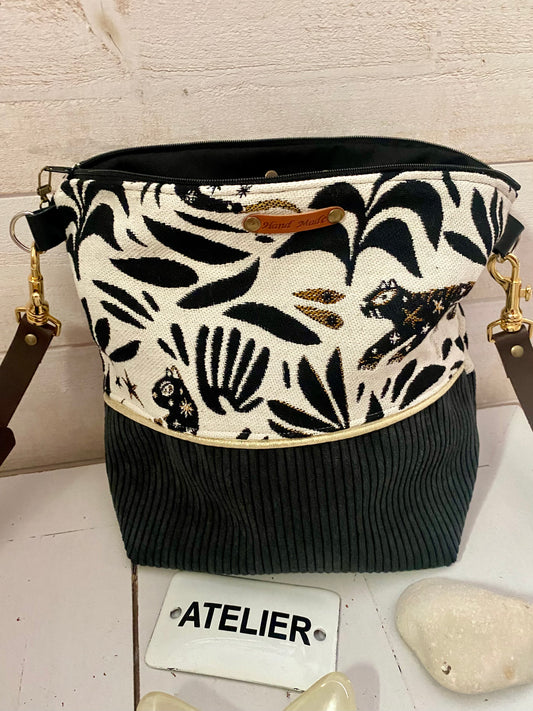 MYSTIC sac bandoulière jacquard et velours