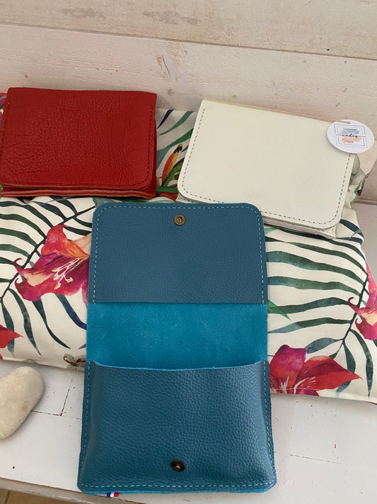 PORTE FEUILLE CUIR grainé , cousu main