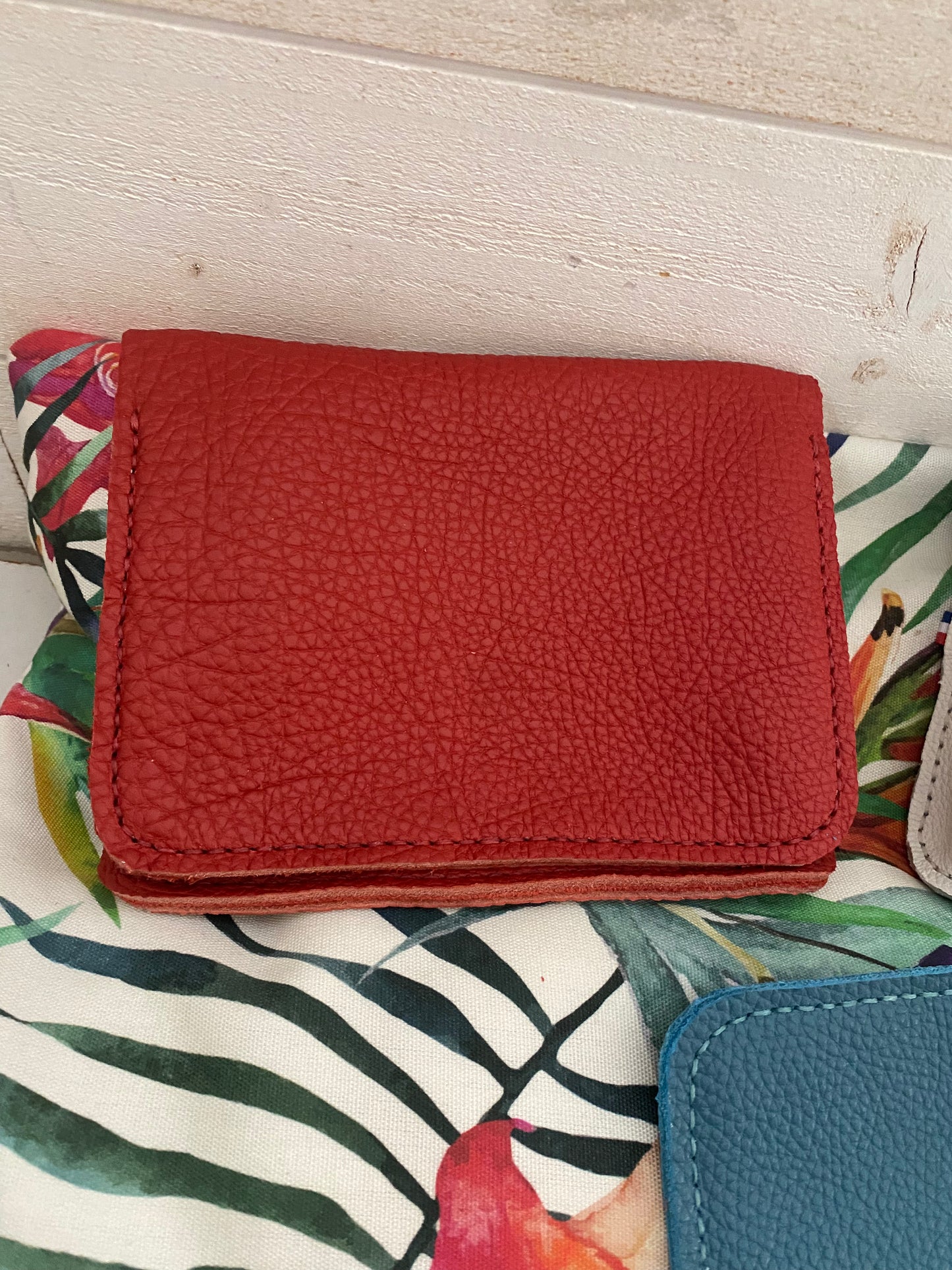 PORTE FEUILLE CUIR grainé , cousu main