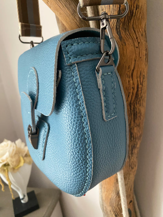 RONDO cuir bleu grainé