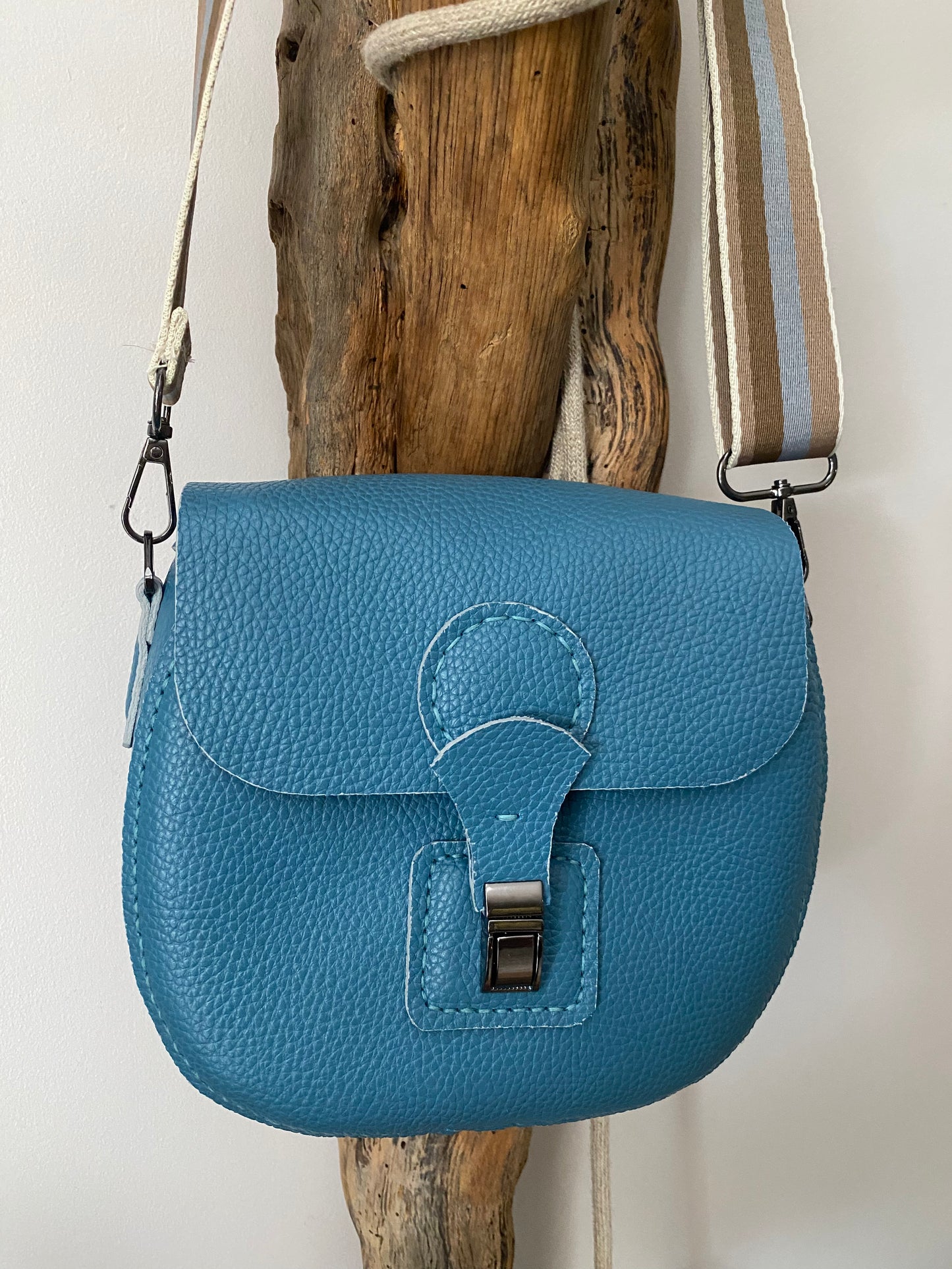 RONDO cuir bleu grainé