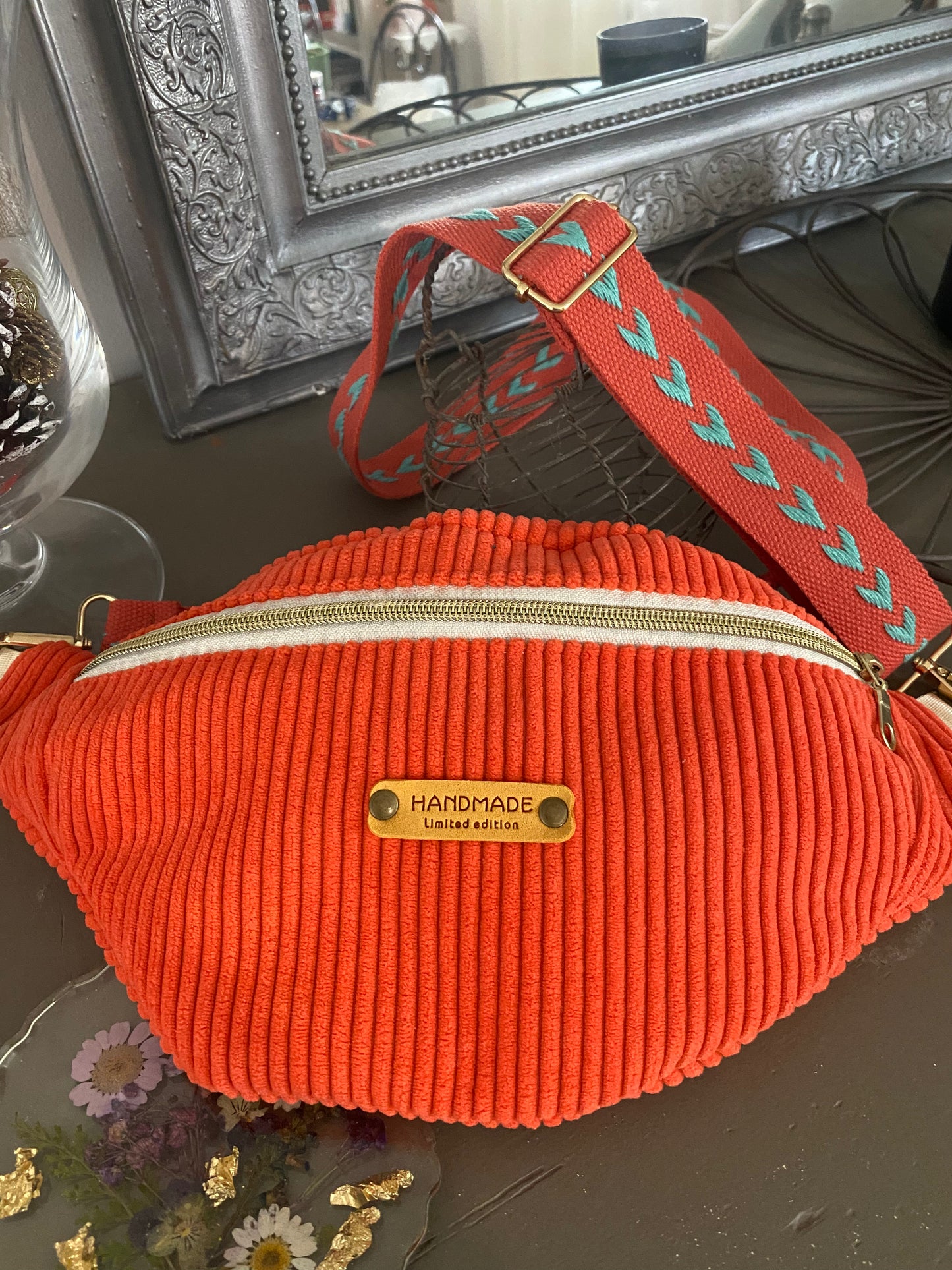 BANANE Velours XL Orange sangle réglable