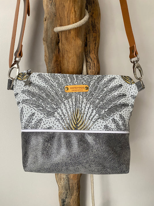 PALM : sac bandoulière, sangle cuir camel