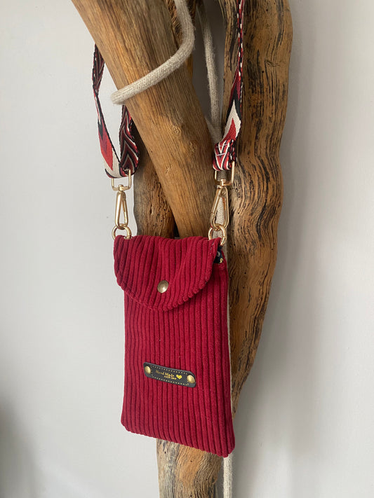 Pochette SMARTPHONE velours rouge
