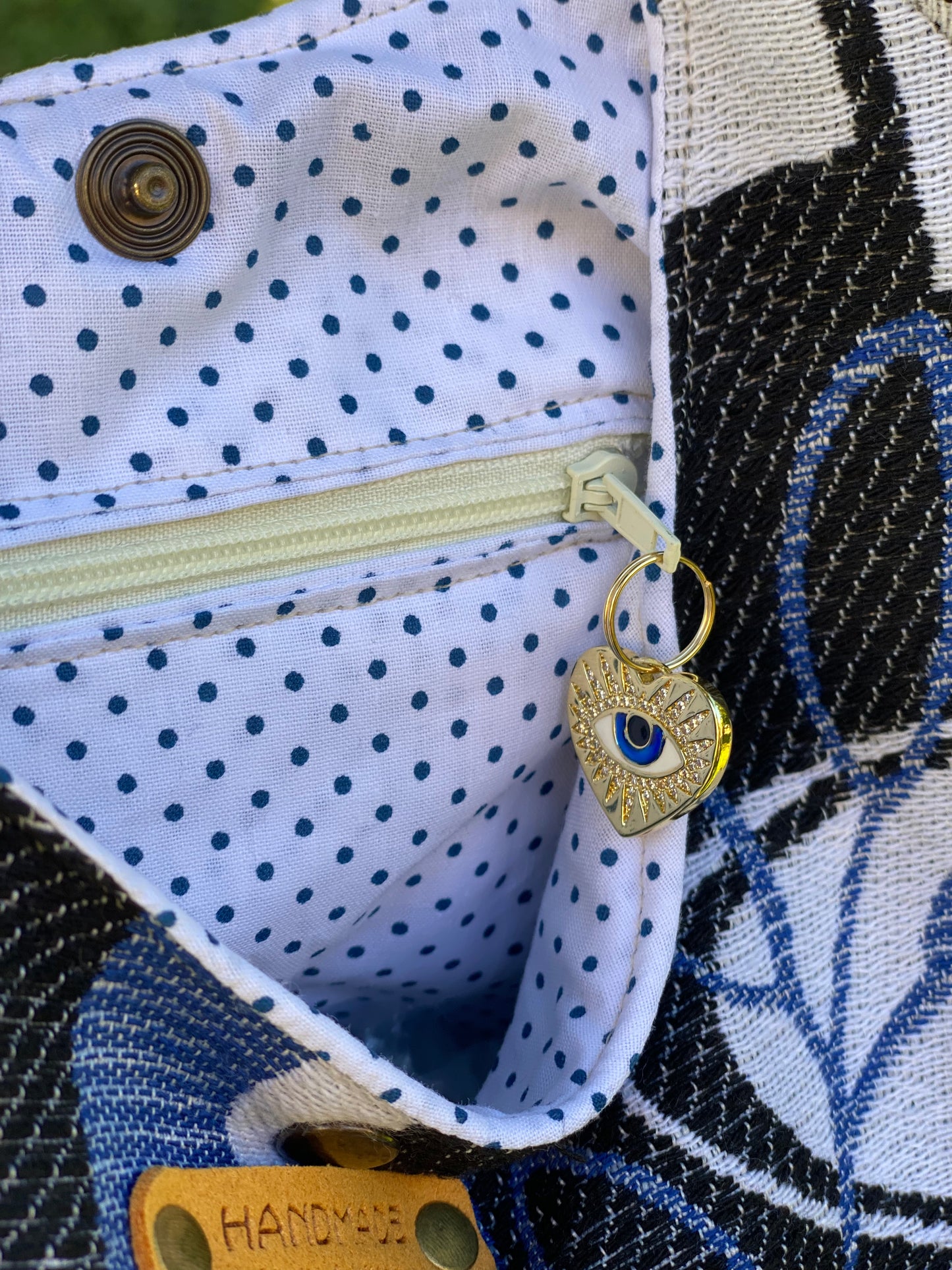 MOON sac jacquard noir et denim