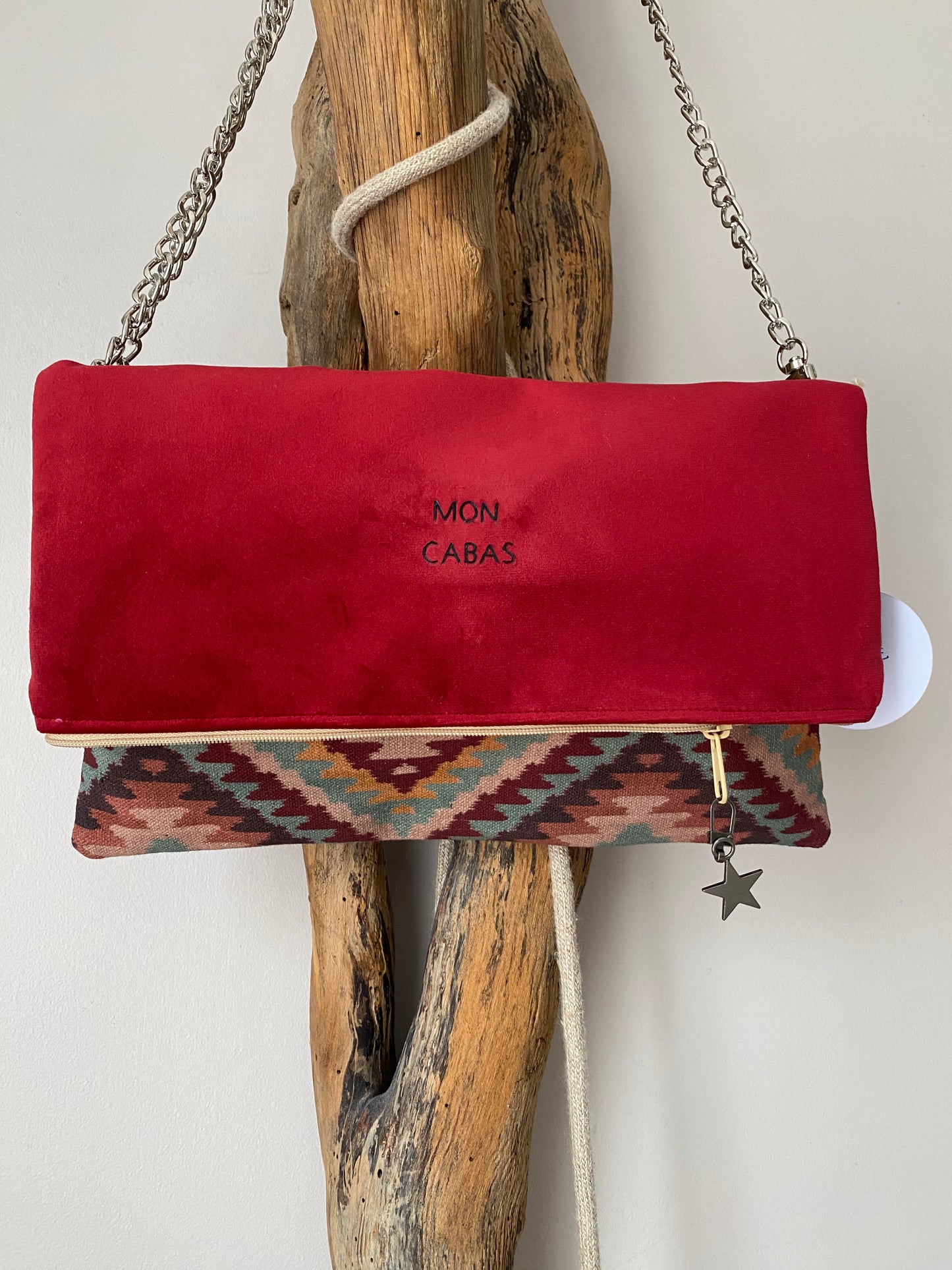 Pochette MARIAGE velours bordeaux