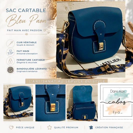 RONDO sac cuir bleu paon 🦚