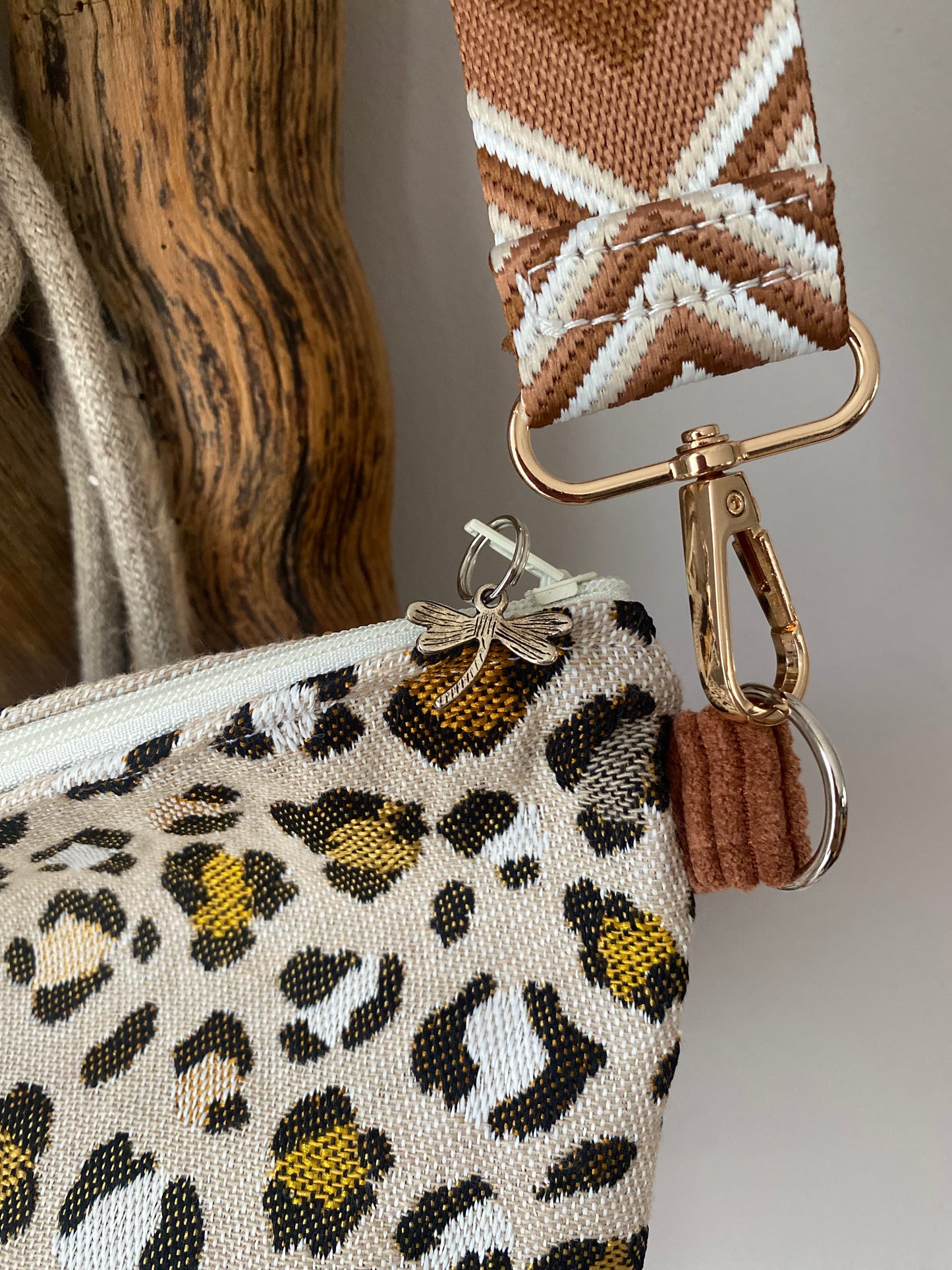 LÉO sac bandoulière velours/jacquard