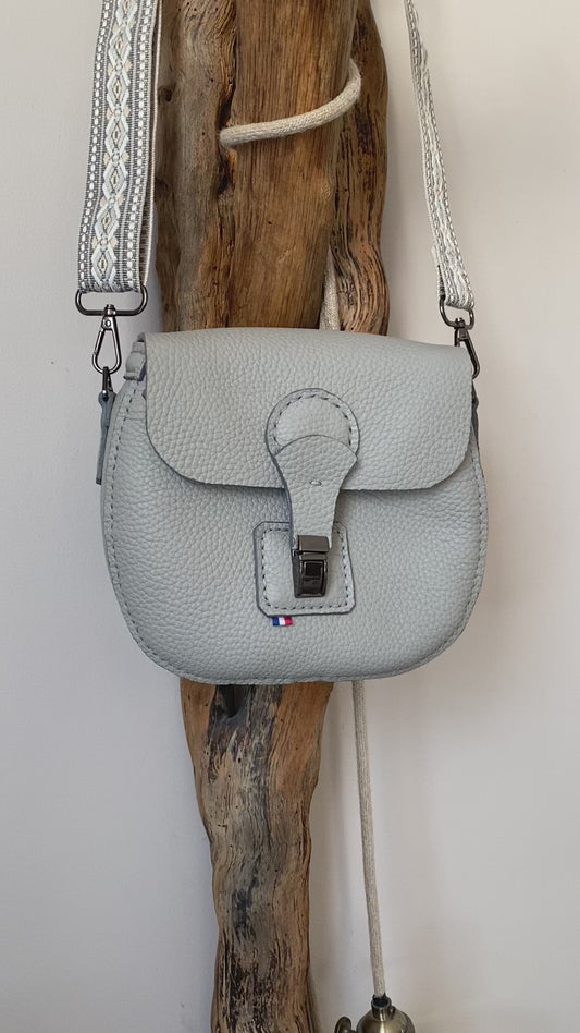 RONDO sac bandoulière cuir grainé gris perle
